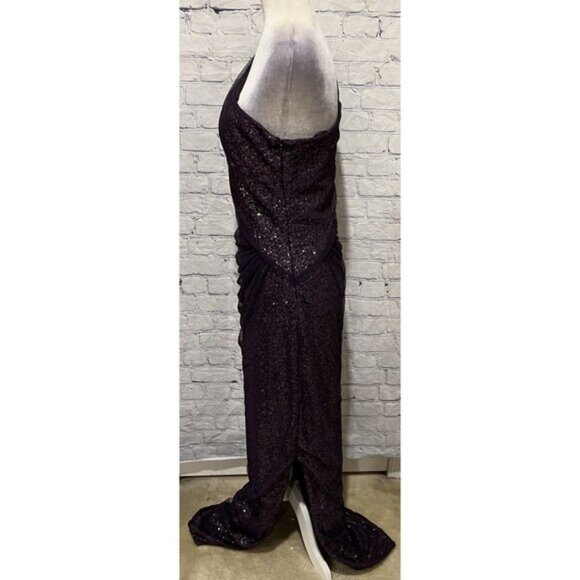 Lauren Ralph Lauren eggplant purple sequin formal Gown dress Size 8 - Picture 3 of 9